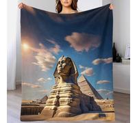 LILIlaobiao Plush Sherpa Fleece The Sphinx Giza Blanket - Dual Sided, Reversible Pyramids Throw Blanket - Warm, Comfy, Ultra Soft Throw Blankets 70x80inch(180x200cm)