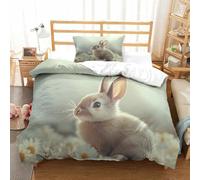 LILIlaobiao Rabbits Luxe Bedding Set Hidden Zipper Bunnies Duvet Cover Set with Pillowcases Quilt Cover SetSoft Microfiber Comforter Cover Various Sizes for Kids Adults Single（135x200cm）
