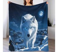 LILIlaobiao Sherpa Arctic Wolf Throw Blanket for Couch Sofa - Fleece 3D Tufted Fuzzy Soft Cozy Blanket for Bed, Thick Warm Full Moon Blanket 80x90inch(200x230cm) for All Seasons
