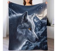 LILIlaobiao Sherpa Lone Wolf Throw Blanket for Couch Sofa - Fleece 3D Tufted Fuzzy Soft Cozy Blanket for Bed, Thick Warm Arctic Wolf Blanket 80x90inch(200x230cm) for All Seasons