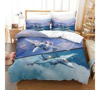 LILIlaobiao Skin-friendlyKing（220x240cm） SU35/SU30 Fighter Jet Duvet Cover, 3D Print F18 Super Hornet Comforter Cover with Hidden Zipper, Soft & Indelible Bedding Set for Childs & Adults