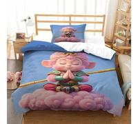 LILIlaobiao SunWukong Breathable Comforter Cover Hidden Zipper Buddha Duvet Cover Set with Pillowcases Bedding Set Soft Microfiber Quilt Cover Set for Various Sizes Beds Single（135x200cm）