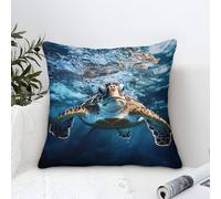 LILIlaobiao Tortoise Microfiber Throw Pillow Case, 50x50cm, Gift for Wife, Girlfriend, Gift for Couples, Wedding, Turtles Cushion Cover for Sofa Couch Bed
