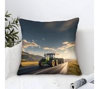 LILIlaobiao Tractor Design Cushion Cover 50x50cm, Johndeer Home Decor Throw Pillow Covers Microfiber, Comfortable Lumbar Support