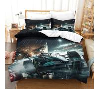 LILIlaobiao Washable Super Racing Car Bedding Set With Hidden Zipper, King（220x240cm） Super Racing Car Duvet Cover with Pillowcases, Soft Microfiber Formulaone Quilt Cover for Kids & Adults