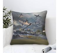 LILIlaobiao WW II Airplane Cushion Cover 50x50cm, WW2 Tanks Throw Pillow Case Home Decorative for Men/Women Living Room Bedroom Sofa Chair