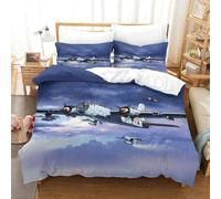 LILIlaobiao WW II Airplane Luxe Quilt Cover Set Hidden Zipper Duvet Cover Set with Pillowcases lancaster Bomber Bedding Set Soft Microfiber Comforter Cover Kids & Adults Double（200x200cm）