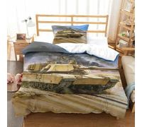 LILIlaobiao WW2 Panther Tank Comforter Cover With Hidden Zipper Single（135x200cm）, Tiger I Duvet Cover with Pillowcases, Bedding Set Soft Microfiber Quilt Cover Set for Kids Adults