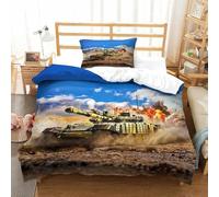 LILIlaobiao WW2 Panther Tank Duvet Cover Single（135x200cm）, Soft Microfiber Bedding Set Tiger I Quilt Cover with Hidden Zipper Closure, 3D Tiger I Printed Comforter