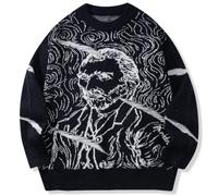 LILILEIDY Mens Crewneck Sweaters Graphic Comfortable Casual Knit Fall Winter Sweater Oversized Pullovers, Monochrome Muse - Self-portrait, XXL