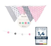 Lilime® 1.9M Bunting in Grey, Pink and Mint Incl. garland ideal for decoration in the children's room our wall decoration for your child super cute decoration for any baby room.