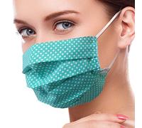Lilind 2 Pack Face Masks, Comfortable Gift, Handmade in UK, Breathable Soft Cloth, Reusable and Washable Covering, 100% Cotton, 2x Green Dots