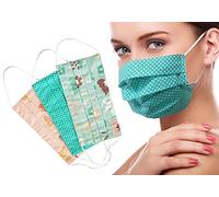 Lilind® 3 Pack Cloth Face Masks, Comfortable Gift, Handmade in UK, Breathable, Soft, Reusable and Washable Covering, 100% Cotton, Mix Green