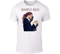 LILININ Simply Red Hits T-Shirt Stars Flame Cd Book Mick Hucknall Life Blue Sting W White (Large)
