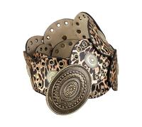 Lilinzhi Aesthetic Wide Belt Round Disc PU Belt For Dresses Animal Print Waistband Women Western Vintage Waist Accessories Themed Party