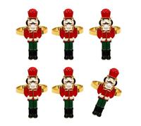 Lilinzhi Christmas Nutcrackers Napkin Rings Alloy Metal Table Decors Elegant Alloy Napkin Holders for Holiday Dinner Parties Nutcrackers Christmas Tableware
