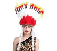 Lilinzhi Indian Feathered Headband Festival Celebration Costume Props Headwear Party Headdress Carnivals Cultural Tribal Headwear RolePlay Costume Hat