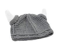 Lilinzhi Novelty Funny Knit Beanie Hat Parent-Child 3D Ox Horn Barbarian Viking Cosplay Stretch Skull for Adult Kids