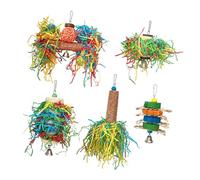 Lilinzhi Parrot Toy 5Pieces Set Colorful Shredding Chewable Loofah Corn Leaf Foraging Activity For Bird Behavior Stimulation Tearing For Parrots
