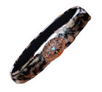 Lilinzhi Punk Belt With Engraved Buckle Ethnic Waistbelt Furry Plush Waistband Aesthetic Roleplay Accessories Belt Leopard Print