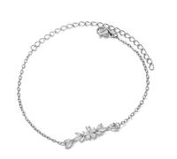 Lilinzhi Sturdy Gold Tone Zirconia Exquisite Flower Leaf Adorned With Sparkling Zirconia For Trendsetters