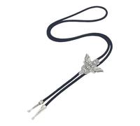Lilinzhi Stylish Western Braided Rope Bolotie With Death Skull Moth Pendant For Music Festival Punk Adjustable Necktie Necklace Cowboy Punk Neck Tie