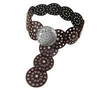 Lilinzhi Wide Disc Belt for Women PU Leather Hollow Out Round Belt Western Waist Belt for Dresses Jeans