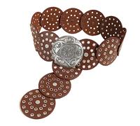 Lilinzhi Wide Disc Belt for Women PU Leather Hollow Out Round Belt Western Waist Belt for Dresses Jeans