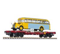 Liliput 235782 Flat Wagon OBB with omnibus 'Graef+Stift' SLB Ep.V HO Gauge