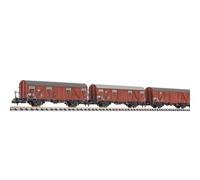 Liliput 260147 3-unit closed wagon Gbs 245 wooden walls platform DB Ep.IV N