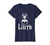 Lilith Demon Gothic Mythology Folklore Satanic Dark Occult T-Shirt, Women, Navy Blue, X-Small