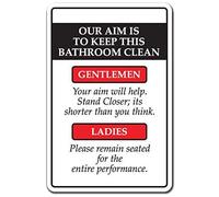 LilithCroft99 Our AIM is to Keep This Bathroom Clean Aluminum Sign Rules Restroom Sign Aluminum Metal Wanring Signs for Property Garage Decor Sign Wall Plaque Tin Sign 8"x12"