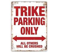 LilithCroft99 Trike Parking Sign Metal Funny Warning Signs for Property,Home Decor Tin Sign,8x12