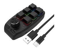 LiLiTok 6-Key Keyboard Programming RGB Keyboards, Office Shortcuts Copy Sticky for PS Drawing PC Audio Gaming Volume Control Keyboard (No Bluetooth Black)