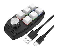 LiLiTok 6 Keys Keyboard Programming RGB Keyboards, Offices Mini Keyboard Shortcuts Copy Sticky for PS Drawing PC Audio Gaming Volume Control (No Bluetooth White)
