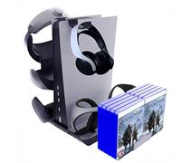 LiLiTok Cooling Stand Compatible for PS5 / PS VR2 Console with Dual Controller Charger, VR2 Handle Charging Dock for Helmet CD Storage Bracket VR Accessories