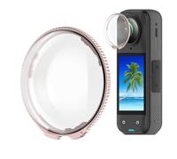 LiLiTok Premium Lens Cover for Insta360 X5, Optical Glass/PC, Lens Protector, Protective Lens Protector, Mirror Accessory for Insta360 X5 (PC Pink)