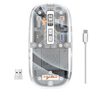 LiLiTok Transparent Gaming Mouse 2.4G Bluetooth Mice, Wireless Mouse with RGB Light Rechargeable Mouse Silent Click for ipad Macbook Laptop PC Accessories (Gray)