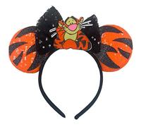 Lilium Kids Tigger Sequin Minnie Mouse Inspired Alice Headband Big 5" Sequin Top Bow Orange Ears Handmade