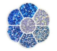 Liliume 5000pcs Hotfix Blue Rhinestones 11 Colors 6 Sizes 2mm-4.8mm Glass Round Rhinestones for Clothes, Glass, Phones & Crafts