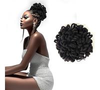 Liliyab DreadLocks Chignons Afro High Puff Drawstring Ponytail Hair Bun Hairpieces Faux Locs Chignons Clip In Pony Tail for Black Women (8", 1#)