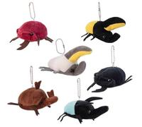 lilizzhoumax 6 Pieces Simulation Beetle Plush Toy 4 Inch Small Stuffed Animal with Bead Chain Hanging Insect Plush Stuffed Insects Soft Crustaceans Animals for Boys Girls Birthday Animal Theme Party