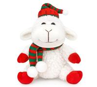 lilizzhoumax Christmas Lamb Plush Toy 5” - Super Soft Santa Hat Sheep Stuffed Animal, Cuddly Stand Plush for Kids Friends, Festive Home Decoration Gift Red Cute Lamb Plush Toy