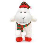 lilizzhoumax Christmas Lamb Plush Toy 7” - Super Soft Santa Hat Sheep Stuffed Animal, Cuddly Stand Plush for Kids Friends, Festive Home Decoration Gift Red Cute Lamb Plush Toy