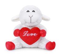 lilizzhoumax Mother's Day Love Lamb Plush Toy 13cm/5”, sit Cuddly Stuffed Animal Cute Sheep Super Soft Home Decoration Toys Gifts for Kids girls mom red Easter