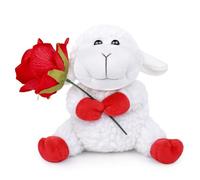 lilizzhoumax Romantic Valentine's Day Rose Flower Lamb Plush Toy 13cm/5”, sit Cuddly Stuffed Animal Cute Sheep Super Soft Home Decoration Toys Gifts for Kids girls mom red