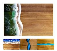 LILKUISYN Handcrafted Acacia Wood Cutting Board Resin Green Wave Pattern for Kitchen Meal Prep and Serving Versatile Cheese & Charcuterie Board for Meat Vegetable Fruit Gift 15x10 Inch
