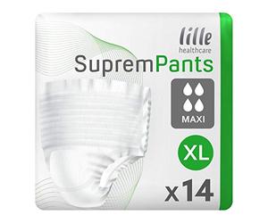 LILLE SupremPants Incontinence Pads, Fast Absorbing Disposable Briefs for Men and Women, Maxi, Heavy Absorption, Size X-Large, Super, 1750ml, Pack of 14