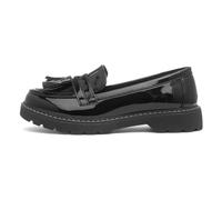 Lilley Womens Black Patent Tassel Loafer Shoe