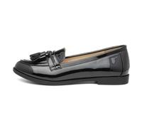 Lilley Womens Black Patent Tassel Loafer Shoes